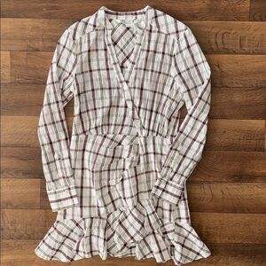 Veronica Beard Size Medium Sherry Faux Wrap
Ruffle Dress Plaid Print Long Sleeve